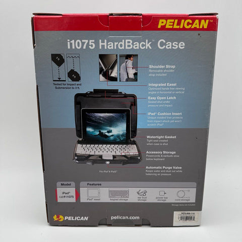 Pelican i1075 HardBack Case for iPad and Tablets Watertight Rugged Black