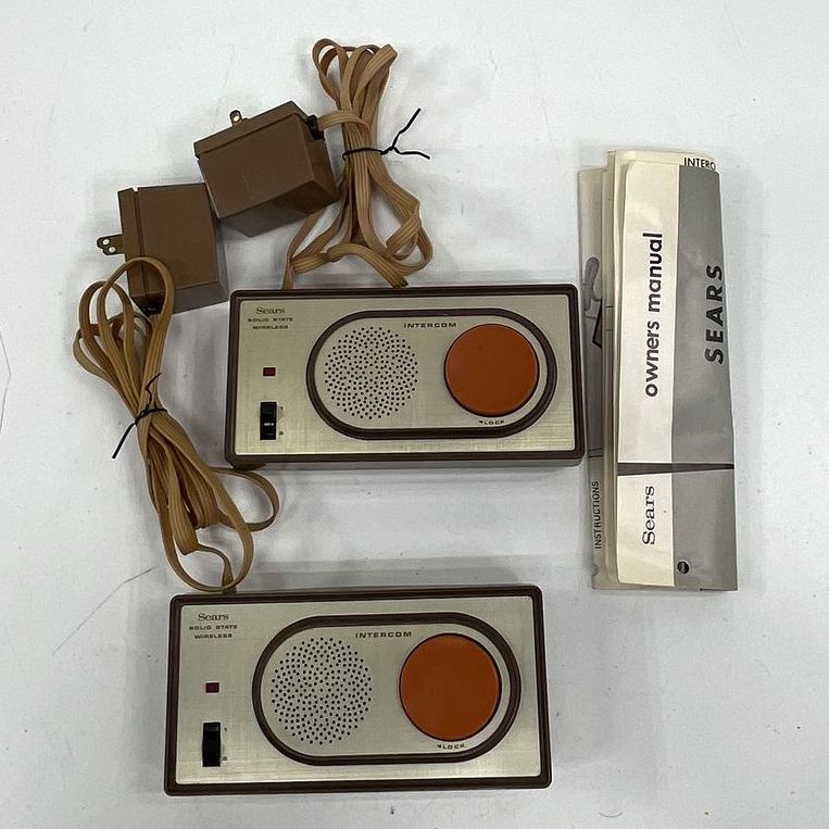 Vintage Sears 34610 Solid State Wireless Intercom System Set of 2 w/ Manual