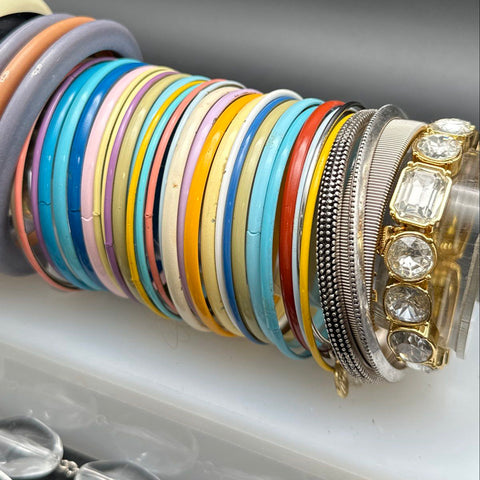Vintage to Modern Mixed Costume Jewelry Lot of 45+ Bracelets Bangles Beaded