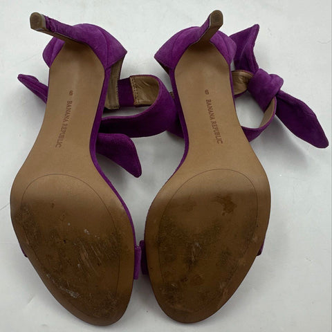 Banana Republic Purple Suede Bow Ankle Strap Stiletto Heels Size 9