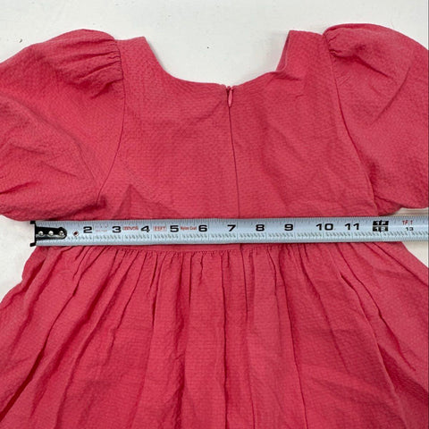 Patachu Girls Pink Textured Cotton Puff Sleeve Tiered Dress Size 5Y