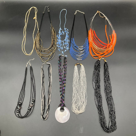 Seed Bead Multi-Strand Necklace Jewelry Lot of 10 Coldwater Creek Me to We Boho