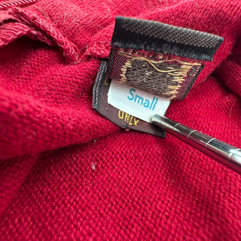 Vintage 80s Anne Klein Red 1/4 Zip Knit Top Shoulder Pads ILGWU USA Sz S