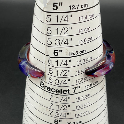 Kevin O'Grady Aurora Borealis Art Glass Bangle Cuff Bracelet Signed