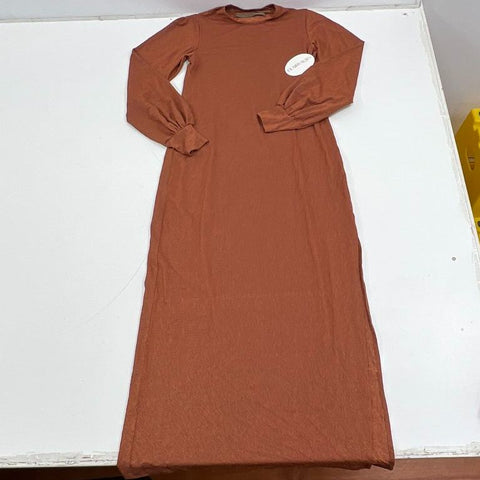 Enza Costa Copper Lurex Jersey Split Maxi Dress Women's XS NWT