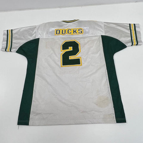 Men's Playmaker White & Green Short Sleeve Ducks Team Jersey #2 - Size Large