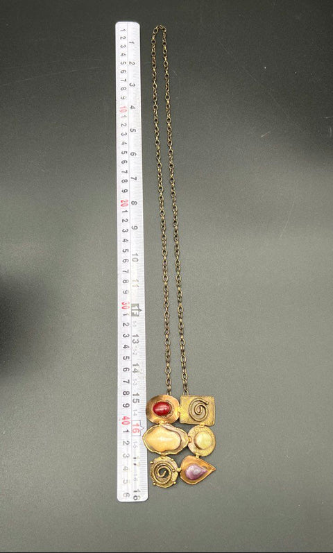 Chunky Bohemian Brutalist Necklace Cuff Ring Jewelry Lot of 5 Pieces