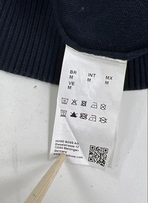 Boss Hugo Boss Men's 1/4 Zip Pullover Sweater Navy Blue Colorblock Cotton M