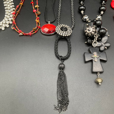 Fashion Costume Necklace Lot of 8 Statement Bib Beaded Cross Tassel Rhinestone
