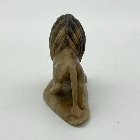 Vintage Stone Carved Lion Figurine Chinese Hand Crafted 4.5 Inch