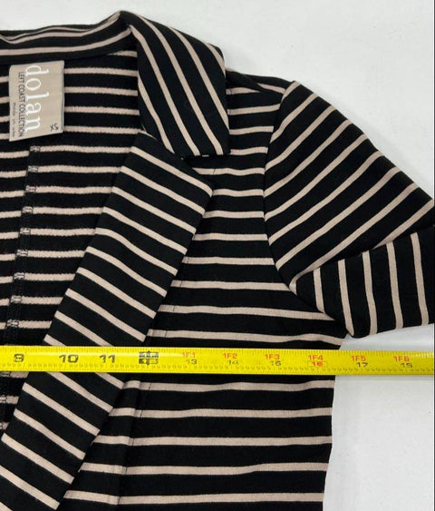Anthropologie Dolan Women's Black Tan Striped Knit Open Front Blazer Jacket XS