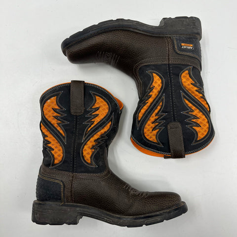 Ariat Youth Workhog XT VentTEK Brown Black Pull On Work Boots Size 4