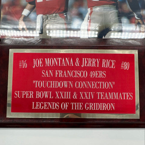NFL Football Plaque Joe Montana Jerry Rice 49ers Legends Gridiron 15x12 Inch