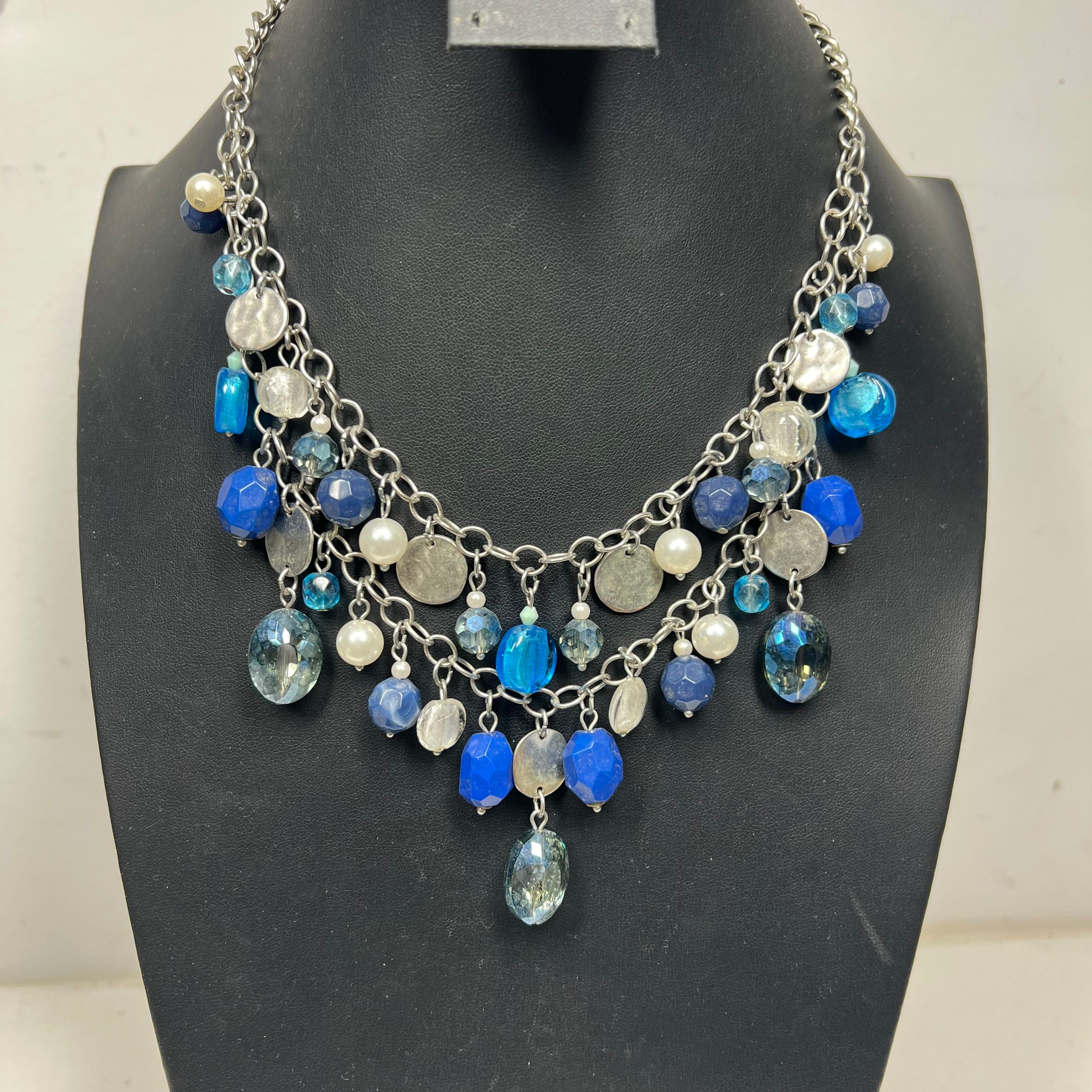 Lot White House Black Market Silver Gold Tone Beaded Statement Long Necklaces