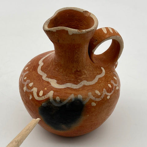 Native American Pottery Pitcher Small Hand-Painted Terracotta Clay 5 Inch