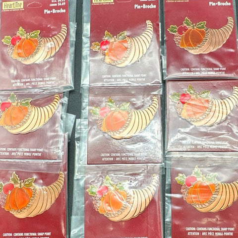 Heartline Hallmark Thanksgiving Cornucopia Pin Brooches Jewelry Lot of 10
