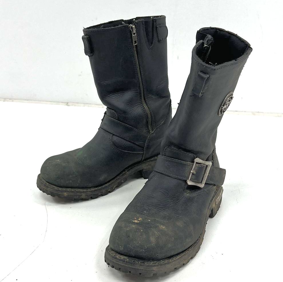 Milwaukee Leather MBM9020 Black Leather Motorcycle Boots Men's Size 7.5