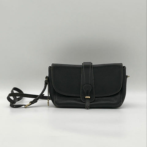 dooney black leather backpack pocket Vintage 90s Dooney & Bourke Black All-Weather Leather Crossbody Bag So