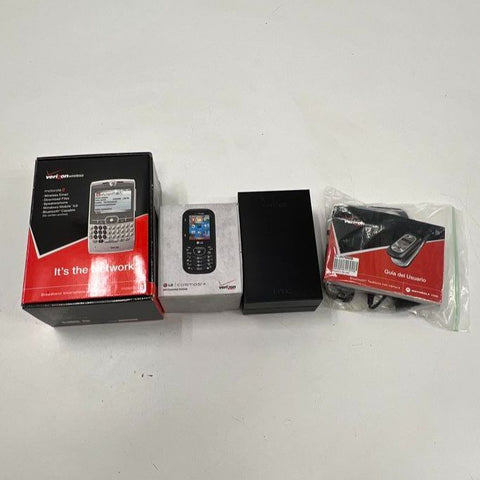 Vintage Verizon Cell Phone Lot 4pc Motorola Q HTC Thunderbolt LG Cosmos Untested