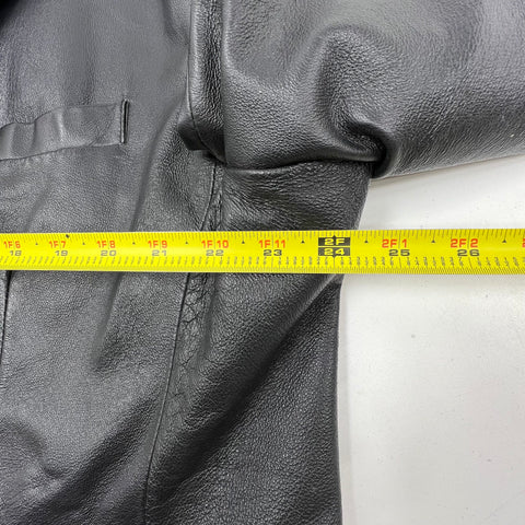 Y2K J. Ferrar Black Leather Blazer Sport Coat Jacket Men's XL