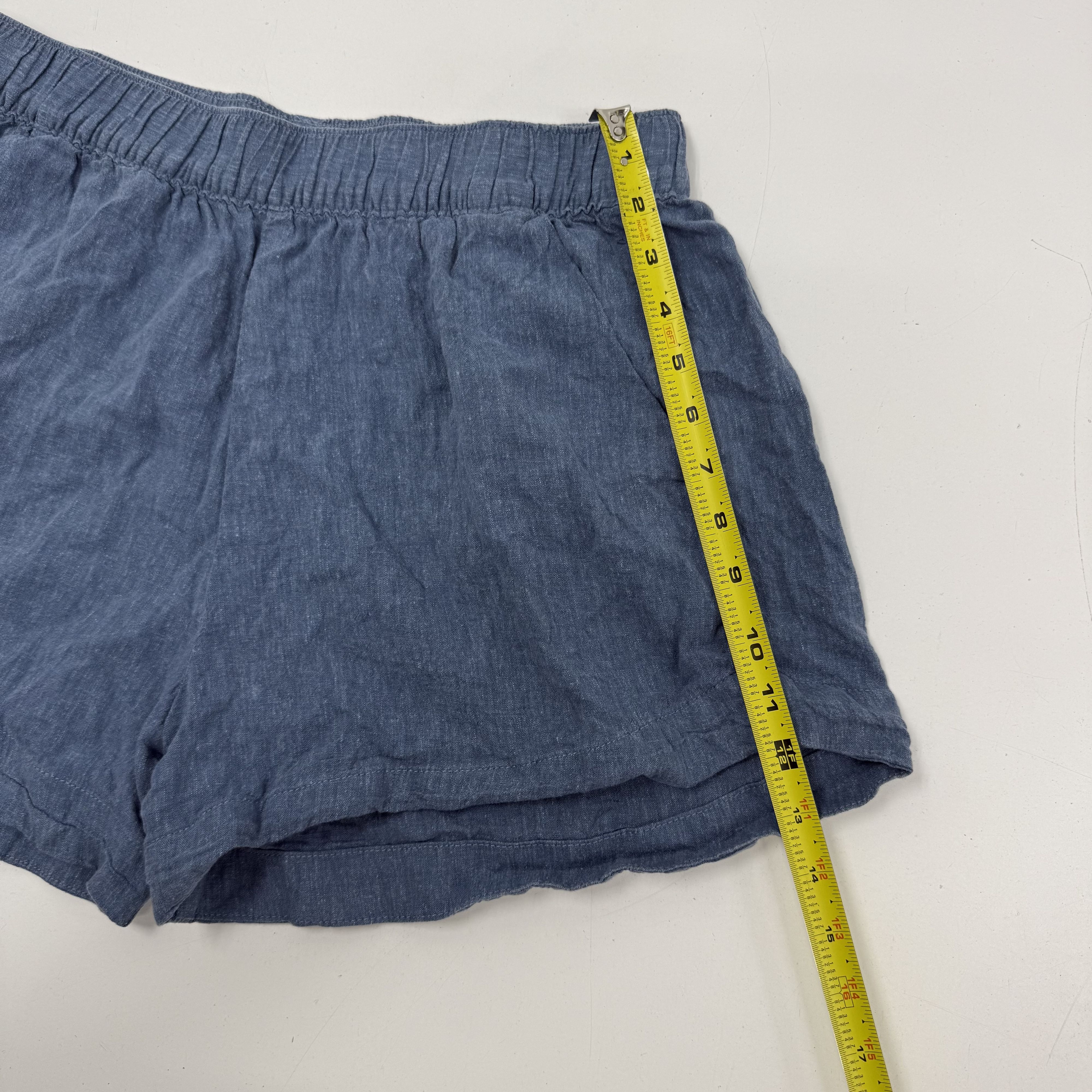 Patagonia Blue Chambray Hazy Dazy Hemp Blend Pull On Shorts Women's M