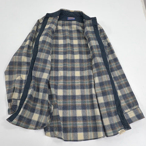 Vintage 70s Pendleton Wool Flannel Plaid Shirt Quilted Yoke USA Sz M