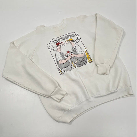 Vintage 80s Life on the Wild Side Hunting Cartoon Raglan Sweatshirt Sz XL