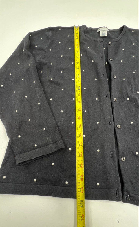 Mark Fore & Strike Women's Black Polka Dot Silk Blend Cardigan Sweater Size L