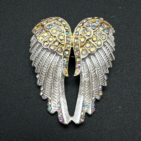Vintage to Modern Costume Jewelry Lot 8 Rhinestone Brooches Gold Silver Tone