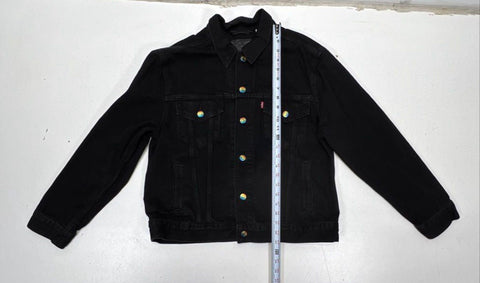 Levi's Women's Black Iridescent Button Denim Trucker Jacket Premium Sz L