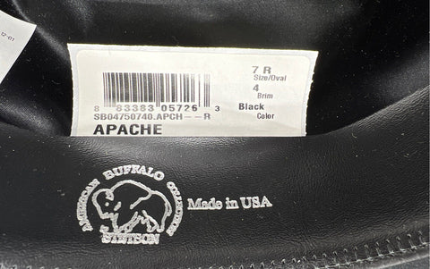 Stetson Men's Black Apache American Buffalo Collection 4X Cowboy Hat Sz 7