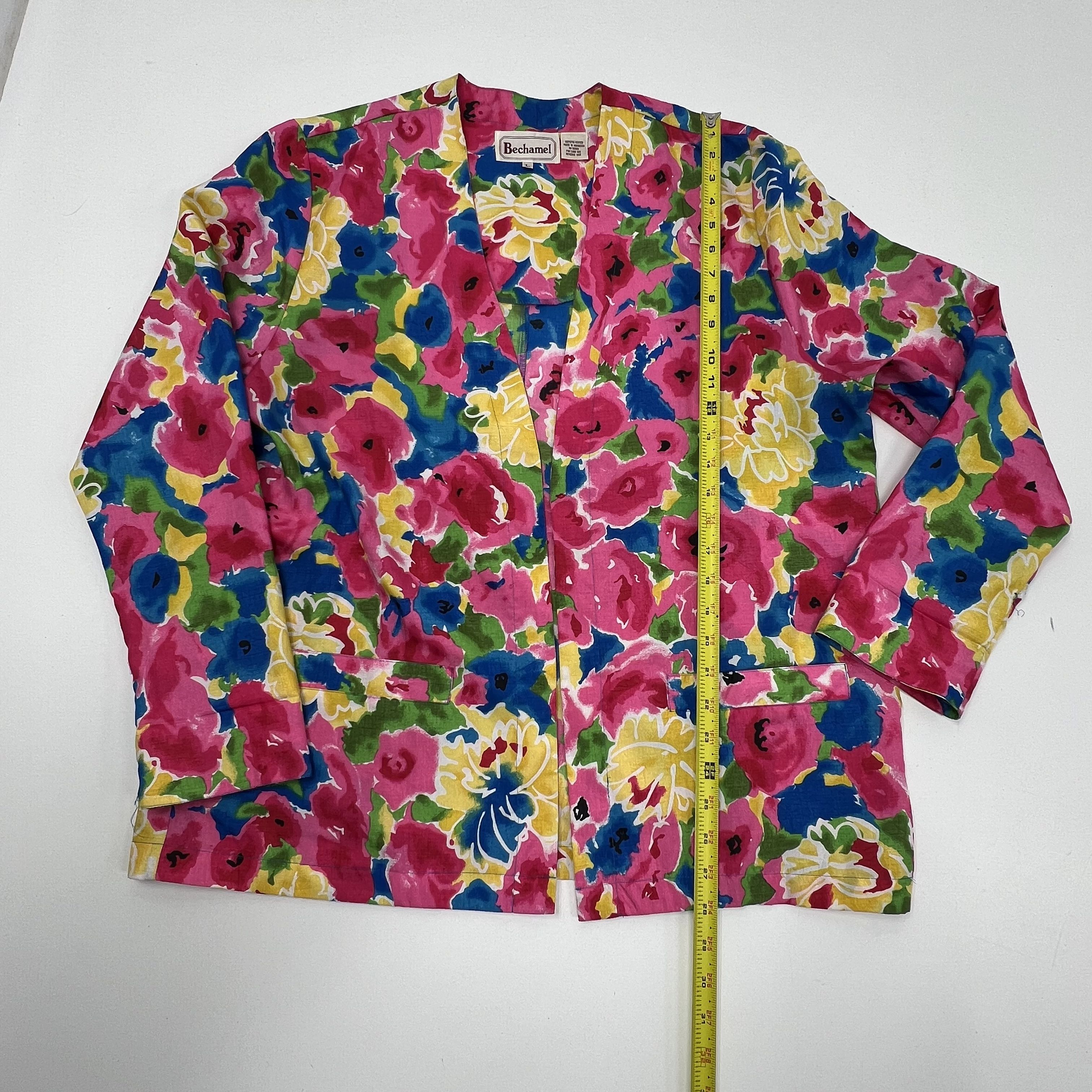 Vintage Bechamel Women's Multicolor Floral Set Jacket Large Skirt Size 16