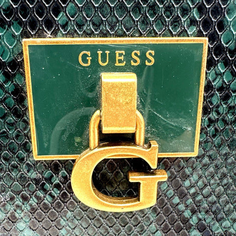 Guess Handbag Lot Green Snakeskin Satchel & Pink Quilted Tote Bag Lot of 2