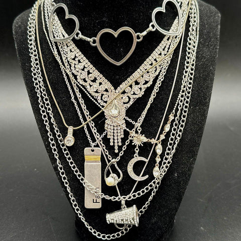 Vintage to Modern Costume Jewelry Lot 25+ Necklaces Silver & Gold Tone