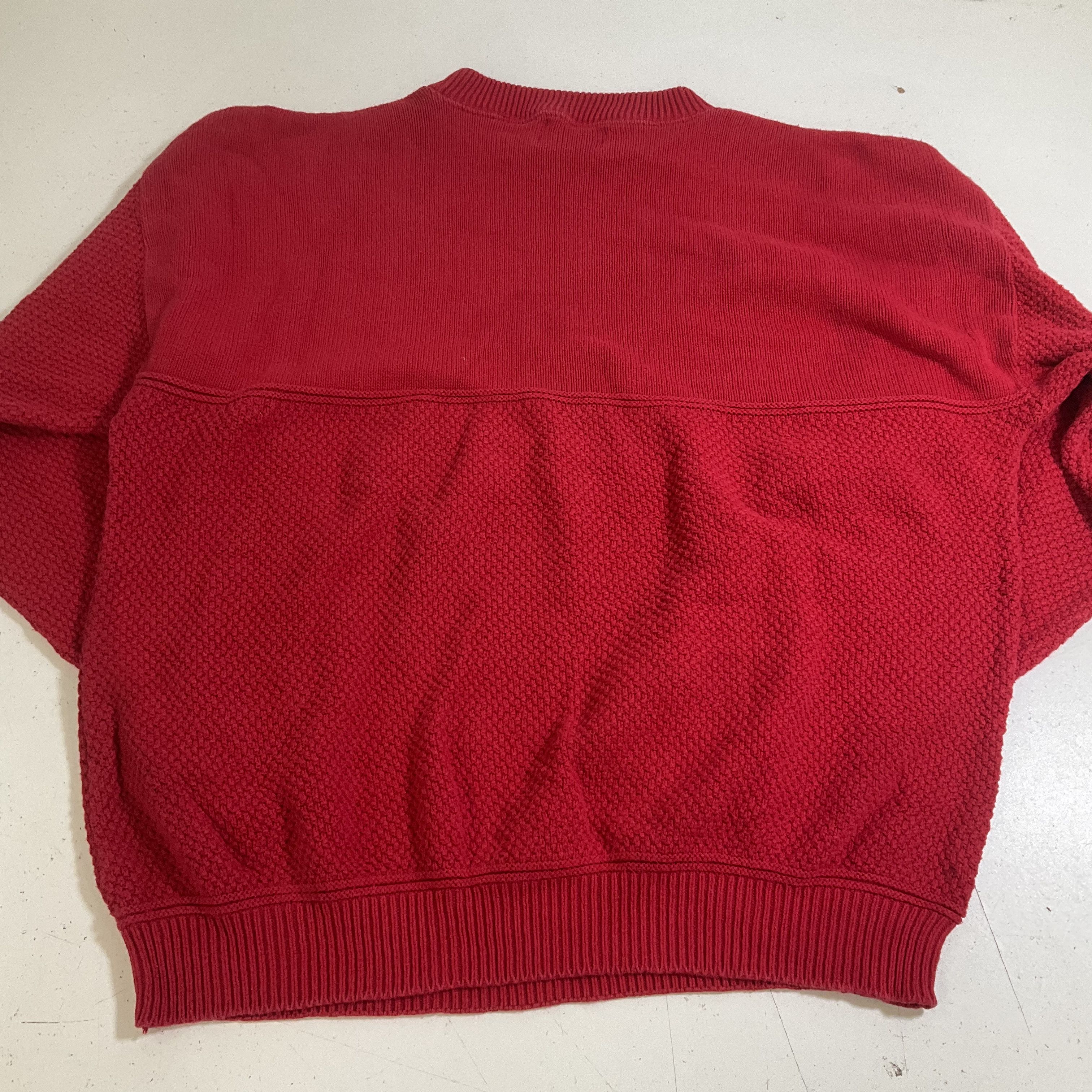 Vintage 90s Lee Sport Red Nebraska Embroidered Textured Knit Sweater Men's L