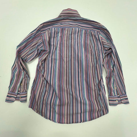 Burberry London Multicolor Striped Button Up Dress Shirt Men's Size M