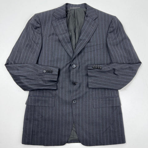 Ermenegildo Zegna Men's Dark Grey Pinstripe Wool Traveller Blazer Sz 50R