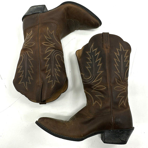 Ariat Heritage Western R-Toe Brown Leather Cowboy Boots Women's Size 9.5 B