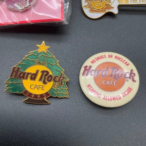 Hard Rock Cafe Pin Lot of 6 Vintage & Modern Guitar City 1993 Christmas Button
