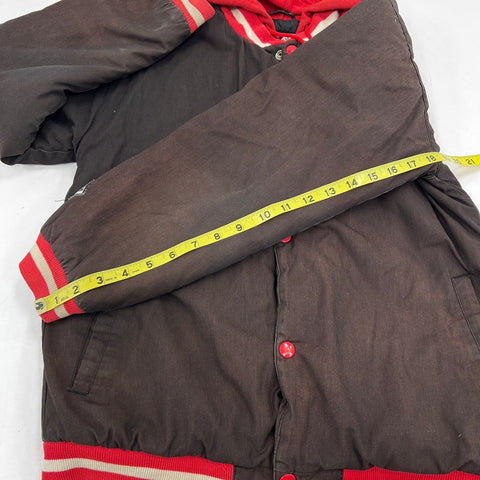 Team Athletics Kids Chicago Bulls Hooded Jacket Black Red Embroidered Sz L 14-16