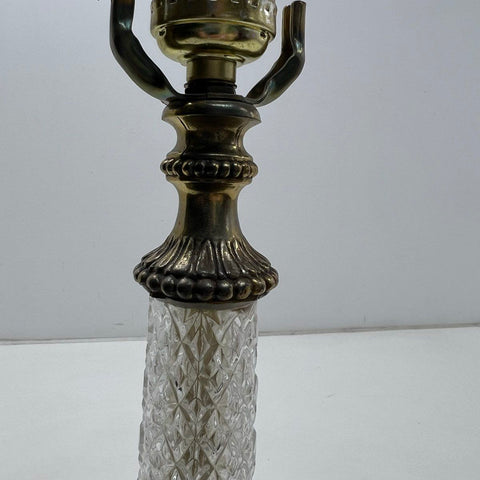 Vintage Italian Lead Crystal Brass Table Lamp Base Hollywood Regency Style