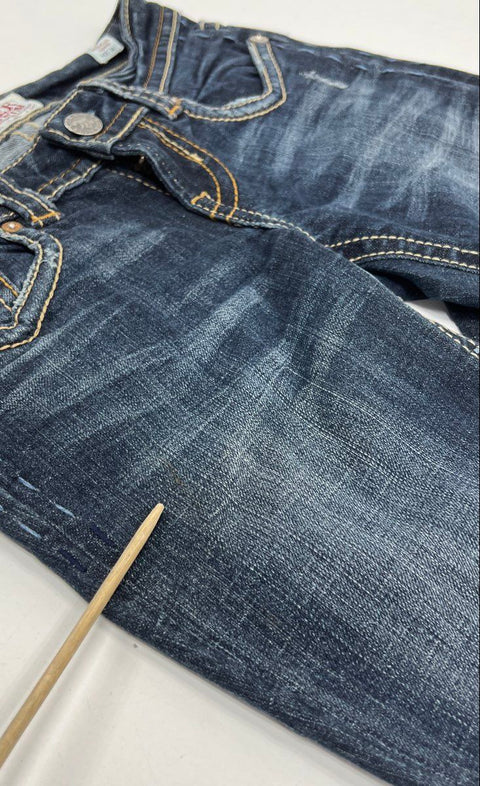 MEK Denim Women's Mazatlan Cigarette Dark Wash Embroidered Flap Pocket Jeans 25