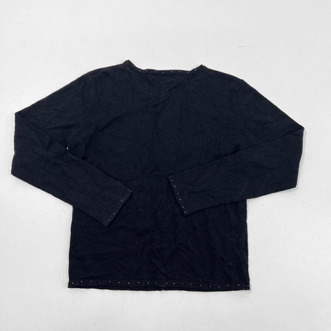 Pendleton Women's Black Beaded Silk Cashmere Cardigan Sweater Sz S