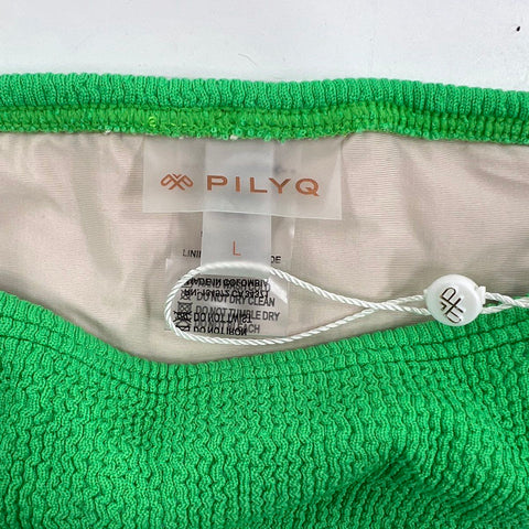 Pilyq NWT Women's Green Reef Textured High Cut Bikini Set Top D Bottom L