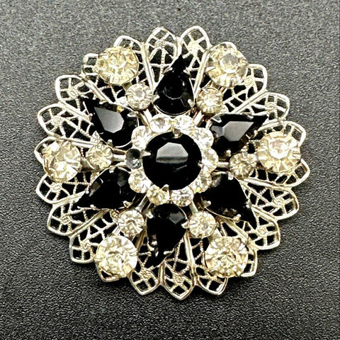 Vintage to Modern Costume Jewelry Lot of 7 Brooches Rhinestone Hearts Rose Crown