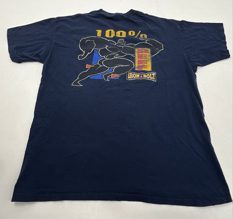 Vintage 90s Iron Bolt 100% Beef Bodybuilder Graphic T-Shirt Sz XL