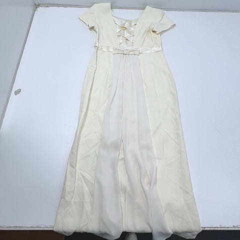 Vintage Y2K Jeffrey & Dara Cream Lattice Back Maxi Evening Gown Dress Womens 8