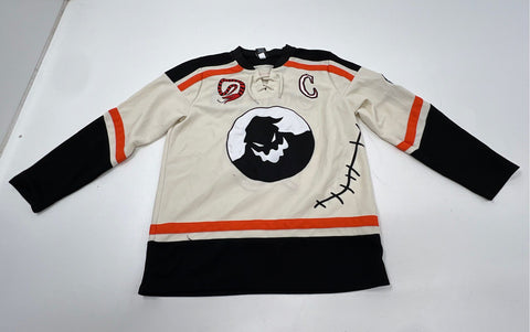 Disney Nightmare Before Christmas Oogie Boogie Hockey Jersey Cream Orange Sz SM