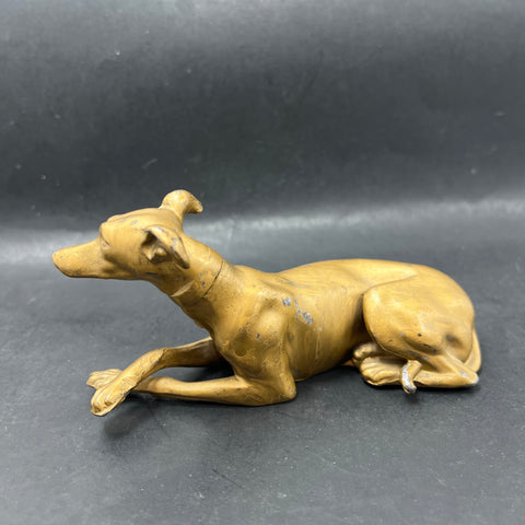 Vintage Cast Metal Whippet Greyhound Dog Figurine Statue 5.5" Brass Tone