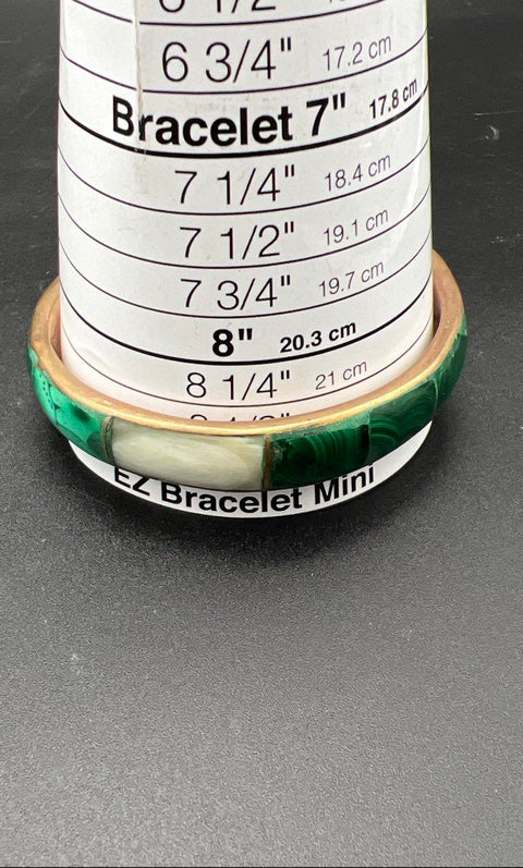Lot of 3 Vintage Malachite Mother of Pearl Inlay Brass Tone Bangle Bracelets